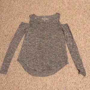 grey long sleeve with shoulder cut outs